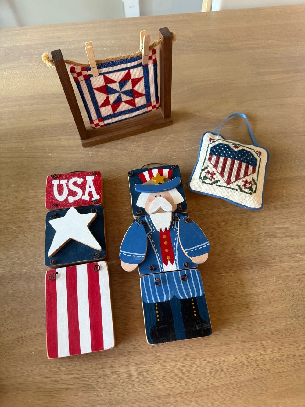 Lot of 4 vintage handmade patriotic decor pieces